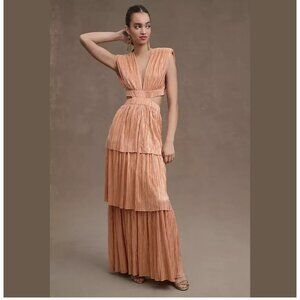 ANTHROPOLOGIE Sabina Musayev Athena‎ Metallic V-Neck Gown Size XL NEW WITH TAG